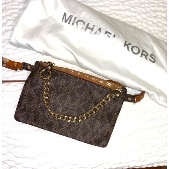 Michael Kors Medium Size Brown Monogram Belt Bag - Picture 1 of 4